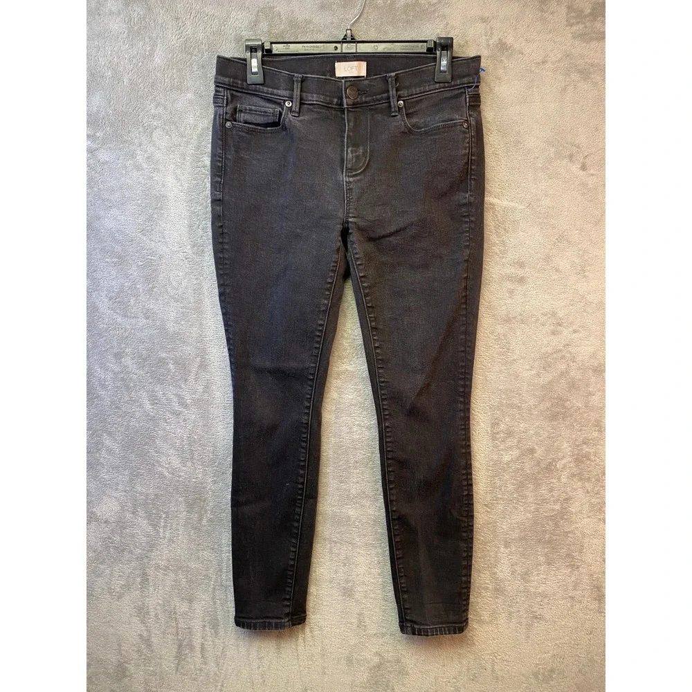 LOFT Outlet Modern Skinny Jeans Charcoal Black Denim Size 4